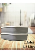 2 Adet 6.8 Litre Gri Saklama Kabı Sebzelik Yiyecek Saklama Oyuncak Kutusu thumbnail 2