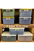 Bubble Kapaklı 3 Adet 13,4 Litre Renkli Kapak Çok Amaçlı Dolap Içi Düzenleyici Kapaklı Kutu thumbnail 1