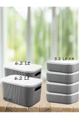6 Parça Gri Set 2 Adet 6.2 Lt 4 Adet 3.2 Lt Storage Dolap Düzenleyici Kapaklı Çorağ Kemer Kutusu thumbnail 2