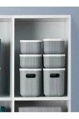 6 Parça Gri Set 2 Adet 6.2 Lt 4 Adet 3.2 Lt Storage Dolap Düzenleyici Kapaklı Çorağ Kemer Kutusu thumbnail 1