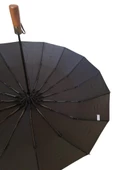 16Telli Ahşapsap Premium Series Şemsiye  Siyah - 5