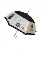 İstanbul Desenli Kadın Baston Şemsiye - 1