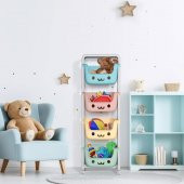 Oyuncak Saklama Sepeti Çocuk Odası Düzenleyici Saklama Kutusu Hobi Organizer Frenli Tekerli 4 Katlı - 2