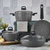 Amboss Orion 7 Parça Granit Tencere Seti Gri ORI-8521 - 1