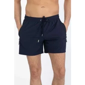 Lacivert Likralı Su İtici Özellikli Erkek Havuz Deniz Şort Mayo thumbnail 7