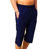 Lacivert Su İtici Özellikli Diz Altı Düz Renk Erkek Kapri Mayo thumbnail 3