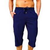 Lacivert Su İtici Özellikli Diz Altı Düz Renk Erkek Kapri Mayo thumbnail 8