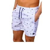 Beyaz Büyük Beden Su Itici Özellikli Erkek Havuz Deniz Şort Mayo thumbnail 8