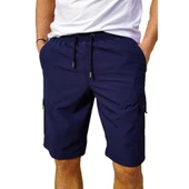 Lacivert Kargo Cepli Model Su İtici Özellikli Erkek Deniz Şort M thumbnail 12