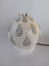 Su Kabağı Lamba Altlığı 15 cm Çapında Düğmeli Kablolu Beyaz Renk - 2