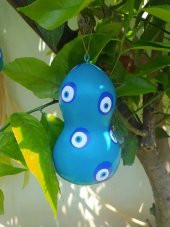 Bahçe Süsü,Ağaç süsü,Boyanmış Su Kabağı Mavi Renk thumbnail 1