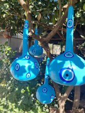 Bahçe Süsü,Ağaç süsü,Boyanmış Su Kabağı Mavi Renk thumbnail 3