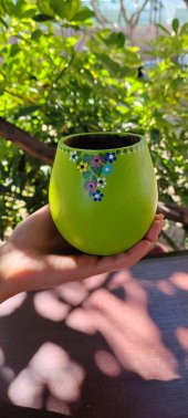 Dekoratif Çiçek Saksısı Fıstık Yeşili Renk Skulent ve Kaktüsler İçin Uygun - 1