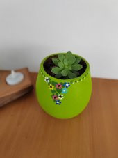 Dekoratif Çiçek Saksısı Fıstık Yeşili Renk Skulent ve Kaktüsler İçin Uygun - 3