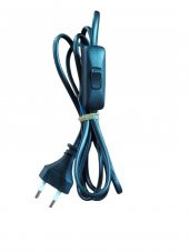 Düğmeli ve Fişli Abajur Elektrik Kablosu Siyah Renk - 1