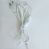 Düğmeli Abajur Kablosu 2M Fişli Beyaz - 1