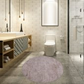Bonny Home Nova Krem 100X100 cm Yuvarlak Kaymaz Pamuk Taban Peluş Banyo Paspası Banyo Halısı - 1