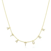 Gümüş Gold Atatürk Yazılı Bayan Kolye SL4436 thumbnail 1