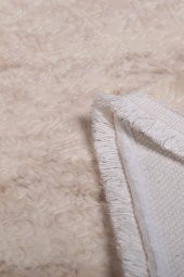 Bonny Home Nova Krem 120x180 cm Pamuk Kaymaz Taban Peluş Banyo Paspası Büyük Saçaklı Banyo Halısı thumbnail 2