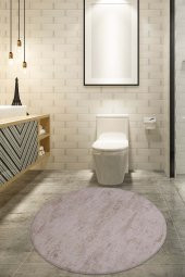 Bonny Home Nova Krem 160x160 cm Yuvarlak Kaymaz Pamuk Taban Peluş Banyo Paspası Banyo Halısı - 1