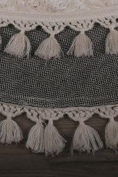 Nova Krem Yuvarlak 100x100 Cm Ponpon Saçaklı Kaymaz Tabanlı Makinede Yıkanabilir Banyo Paspası - 4