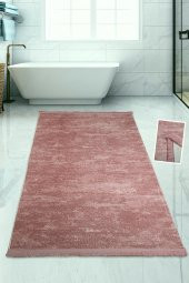 Bonny Home Nova Pembe 100x200 cm Pamuk Kaymaz Taban Peluş Banyo Paspası Büyük Püsküllü Banyo Halısı - 1