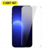 Baseus 0.3mm Crystal Shatter iPhone 14 Pro 6.1 Full Tempered Ekran Koruyucu 2 Adet Set thumbnail 1
