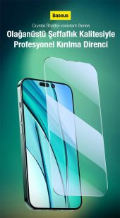 Baseus 0.3mm Crystal Shatter iPhone 14 Pro 6.1 Full Tempered Ekran Koruyucu 2 Adet Set thumbnail 5