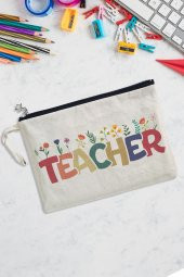 Teacher Yazılı Öğretmenler Günü Hediyesi Astarlı Lüks Clutch Çanta - 1