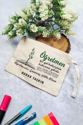 İsme Özel Baskılı Öğretmenler Günü Hediyesi Clutch Çanta Mesajlı - 1