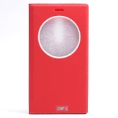Asus Zenfone 2 için Kapaklı Kılıf Pencereli Silikon İç Kısımlı - 4