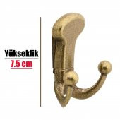 Mobilya Vestiyer Duvar Askısı Dolap Elbise Askılığı Antik Sarı Metal - 4