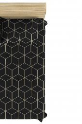 Makiteks 100 Pamuklu Geometrik Jeha Antrasit 100x200+50x70 Tek Kişilik Lastikli Çarşaf Seti - 2