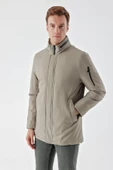 Slimfit Dik Yaka Fermuar Ve Çıtçıt Kapamalı Gizli Kapşonlu Yan Cepli Astarlı Kapitone Mont thumbnail 5