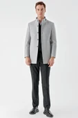 Slimfit Hakim Yaka Düğmeli Yan Cepli Astarlı Tek Yırtmaçlı Kaşe Kaban - 7
