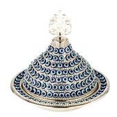 Nazar ve Swarovski Taşlı Şekerlik Drajelik Lokumluk Metal Kubbe Gümüş - 2