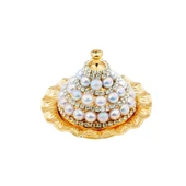 İncili ve Swarovski Taşlı Lokumluk Kahve Yanı Çikolatalık DrajelikKubbeli No.1 Sarı - 2