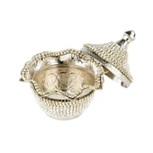 Swarovski Taşlı Şekerlik Drajelik Dekoratif Küçük Yuvarlak Lalegül Nikel - 3