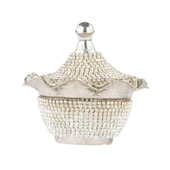 Swarovski Taşlı Şekerlik Drajelik Dekoratif Küçük Yuvarlak Lalegül Nikel - 1