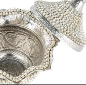 Swarovski Taşlı Şekerlik Drajelik Dekoratif Küçük Yuvarlak Lalegül Nikel - 4