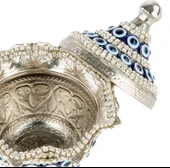 Nazar ve Swarovski Taşlı Şekerlik Drajelik Dekoratif Küçük Yuvarlak Lalegül Nikel - 4