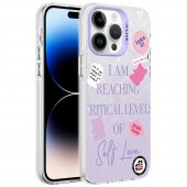 Apple iPhone 14 Pro Max Kılıf Mermer Desenli Marbello Kapak - 5