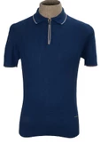 Cengiz İnler Yarım Fermuarlı Desenli Merserize Erkek Triko T-shirt - 1