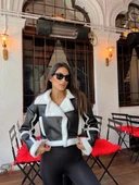 Zara Deri Sırt Detay İç Peluş Kaplama Crop Kaban - 4