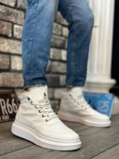 BA0151 İçi Kürklü Bağcıklı Beyaz Erkek Tarz Spor Bot thumbnail 1