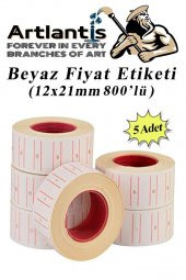 Fiyat Etiketi Beyaz 800lü 5 Paket 12x21mm Beyaz Fiyat Etiketi Mx-5500 M5500 Hg979 Motex Etiket Makinesi Yedeğiart - 1
