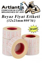 Fiyat Etiketi Beyaz 800lü 20 Paket 12x21mm Beyaz Fiyat Etiketi Mx-5500 M5500 Hg979 Motex Etiket Makinesi Yedeği - 1