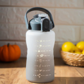 Porsima 700.105 Su Şişesi - Motivasyon Su Matarası - Plastik Renkli Spor Suluk - Gri Beyaz 1500 ml - 1