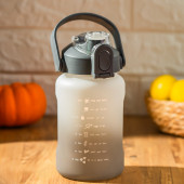 Porsima 700.114 Su Şişesi - Motivasyon Su Matarası - Plastik Renkli Spor Suluk - Gri Beyaz 1000 ml - 1