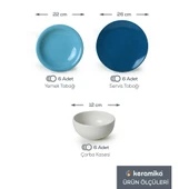Keramika Blue Mix Yemek Takımı 18 Parça 6 Kişilik 031-413-420 - 4